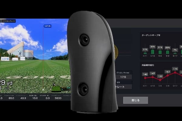 GOLFZONの床センサーのハードウェアと、シミュレーションゴルフの測定画面