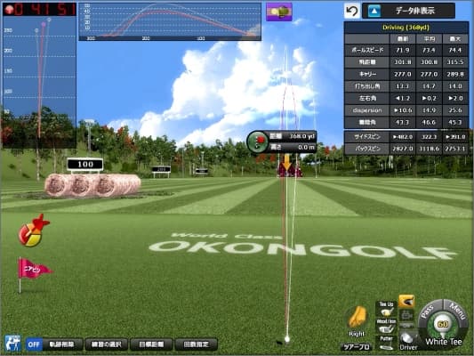 OKONGOLFのドライビングレンジの画面