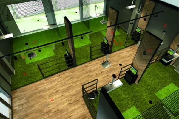 インドアゴルフ練習場の設計パース
