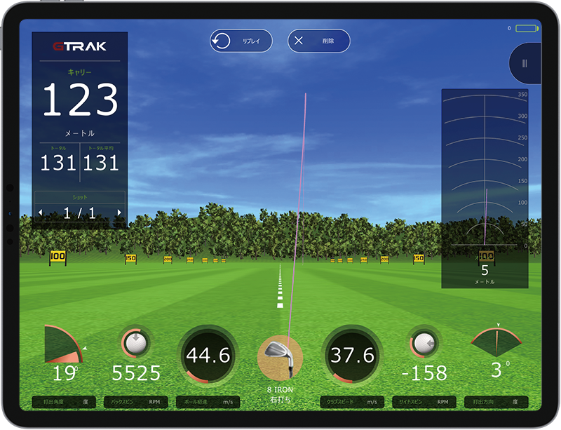GTRAKの測定画面をipadで表示している様子